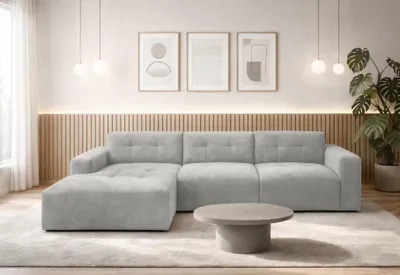 Image de AX LIVING Canapé en L Corlu, gris, pour salon, 310 cm de long G