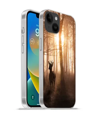 Produktbild von MuchoWow® Handyhülle Schutzhülle Hülle für Apple iPhone 14 Plus - Soft case Wald - Hirsche - Sonne - Bäume - Winter - Natur - Tiere Silikon Softcase Handy Hülle - Abbildung