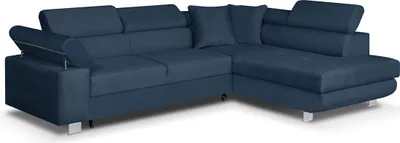 Produktbild von Ecksofa mit Schlaffunktion, CREDO Wellenfedern, rechts - Marineblau