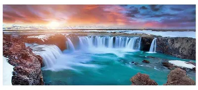 Productafbeelding van Diamond Painting Strandlandschap, 110 x 50 cm, Parelmozaïek met waterval, Kunstset voor volwassenen