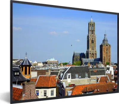 Produktbild von MuchoWow® Gerahmtes Poster Stadt - Utrecht - Domturm 80x60 cm - Poster mit Schwarzem Bilderrahmen Wandposter Rahmen Foto Bilder - Schwarzem - Mit Gestell