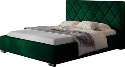 Produktbild von Polsterbett Málaga mit Kopfteil, 120x200 cm, Doppelbett mit Bettkasten und Lattenrost aus Metal, Velourstoff Grün