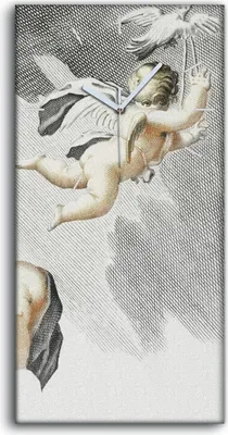 Produktbild von Wandbild Leinwand Bilder Wanduhr Geräuschlos 30x60 Zeichnung Antike Engel Kunst - weiße Hände