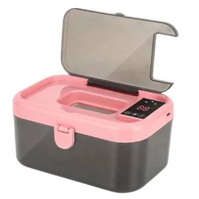 Immagine prodotto di Scaldasalviette per neonati con luce LED | Scaldasalviette USB da viaggio e da campeggio | Riscaldamento rapido per prodotti per neonati in viaggio | Scatola dispenser rosa portatile