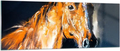 Produktbild von Bilder auf glas - Pferd Natur Tier - 140x50cm - Glasbilder - Wandbilder - Kunstdruck - zum Aufhängen bereit - Wanddekoration aus Glas - Glas Bilder - Wandbild auf Glas - Einteilig - GAB140x50-3425