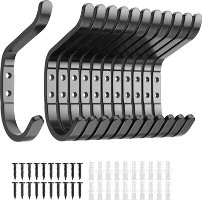 Produktbild von Wandhaken Kleiderhaken Metall Mattschwarz 9,8 cm 12 Stk.