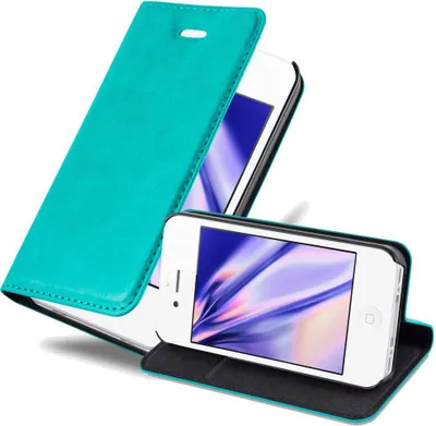 Produktbild von Cadorabo Hülle für Apple iPhone 4 / 4S Schutz Hülle in Türkis Handyhülle Etui Case Cover Magnetverschluss