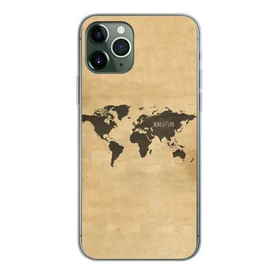 Produktbild von MuchoWow® Handyhülle Schutzhülle Hülle für iPhone 11 Pro Weltkarte - Braun - Zitat Silikon Softcase Handy Hülle - Handy