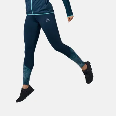 Produktbild von Odlo Essential Print Tights Women blue wing teal 32328120592 - XS