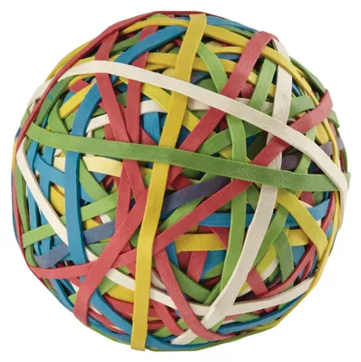 Gummiband-Ball, ca. 270 Gummibänder, verschiedene Farben