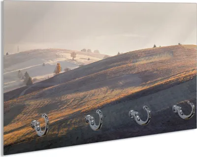 Produktbild von Wallario Handtuchhalter aus Glas, Motiv: Herbstliche Felder bei Sonnenaufgang, 30 x 20 cm mit 4 Haken