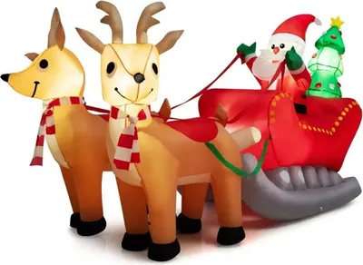 Image de Père Noël gonflable LED avec traîneau CM24104DE, multicolore - A