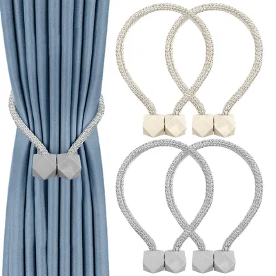 Immagine prodotto di Set di 4 supporti magnetici per tende, nei colori beige e grigio