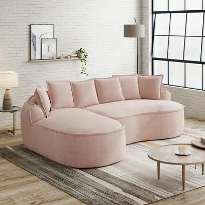 Image de Canapé Chenille Cloud en L, design sans structure, assise profonde, 252 x 164 x 67 cm, rose