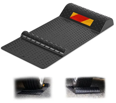 Image de Peviasot : Jeu de 2 butoirs de pneus pour voiture, tapis de parking pour garage, antidérapant avec bandes réfléchissantes