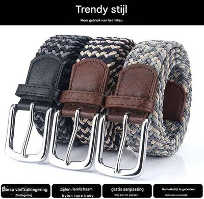 Obrázok produktu pre Čierna a sivá + tmavomodrá a khaki + tmavosivá, svetlosivá a khaki 3,4 cm × 115 cm elastický plátený opasok s prackou pre mužov a ženy