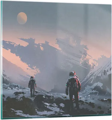 Produktbild von Bilder auf glas - Kosmos Planet - 70x70cm - Glasbilder - Wandbilder - Bilder - Kunstdruck - zum Aufhängen bereit - Wanddekoration aus Glas - Glas Bilder - Wandbild auf Glas - Einteilig - GAC70x70-3906