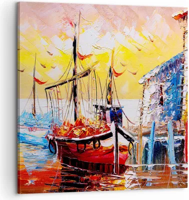 Produktbild von Bild auf Leinwand - Leinwandbild - Boot Segel Meer - 60x60cm - Wand Bild - Wanddeko - Wandbilder - Leinwanddruck - Bilder - Kunstdruck - Wanddekoration - Leinwand bilder - Wandkunst - AC60x60-3435