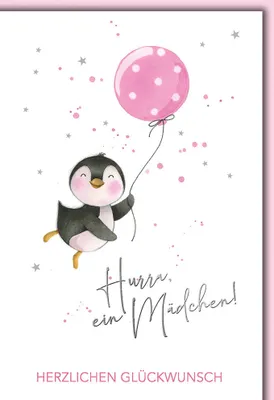 Produktbild von Geburt - Baby - Freudiges Ereignis - Karte mit Umschlag - Pinguin mit