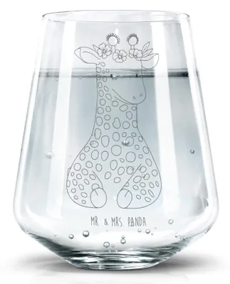 Produktbild von Mr. & Mrs. Panda Glas Giraffe Blumenkranz - Transparent - Geschenk, Becherglas, Abenteurer, Afrika, Selbstliebe, Wasserglas, Tumbler, Trinkglas, Freundin, getränkebecher
