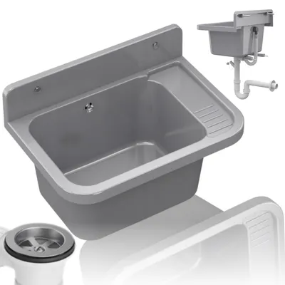 Immagine prodotto di Granitan - Lavabo - Lavello - 50x34x31 cm - Grigio - con sifone - Lavello da cucina - PARON, Immagine generata dall'IA