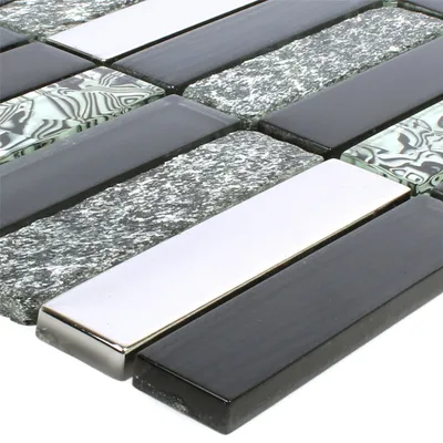 Produktbild von Mosaikfliesen Magia Glas Naturstein Mix Schwarz
