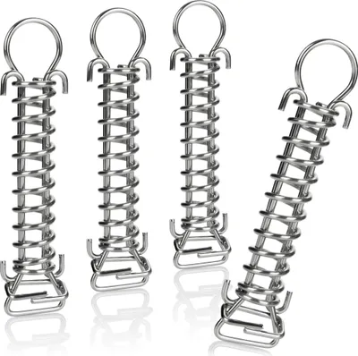 Produktbild von COM-FOUR® 4x Spannfeder aus Edelstahl mit Doppelhaken, Sprungfeder für Zelt, Markise, Boot, Wohnwagen - Befestigungs-Zubehör - Zugfeder Sonnensegel, Stahlfeder