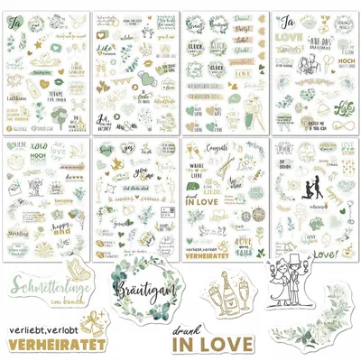 Image de Autocollants vintage pour mariage, 230 pièces, pour livre d'or