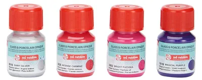 Imagen del producto de Talens Art creat.glass: Pinturas para porcelana opacas, 4 x 30 ml, rosa y plateado