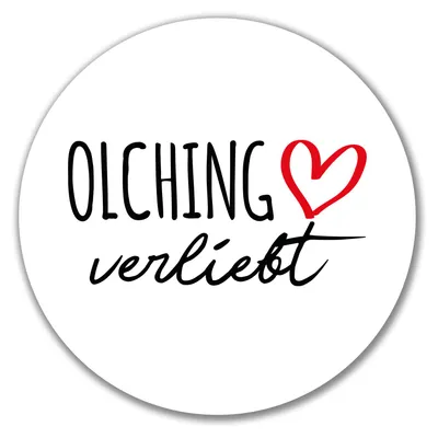 Produktbild von Huuraa Aufkleber Olching verliebt 10cm rund Sticker Geschenkidee