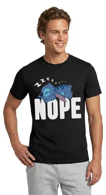Produktbild von Lilo & Stitch | Schlafender Stitch Nope Männer T-Shirt, L, Schwarz