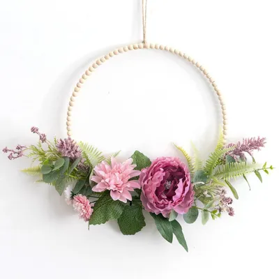 Produktbild von Türkranz Sommer Außen Ganzjährig Haustür Trockenblumen Tiefes Rosa 28 cm