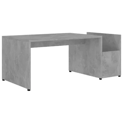 A grey coffee table with a shelf on a white background.