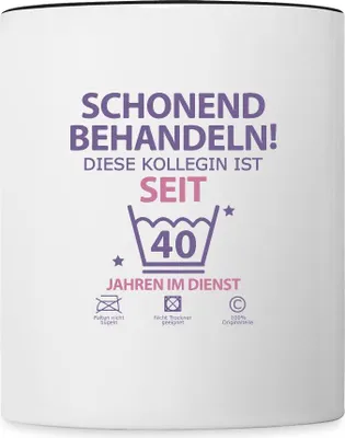 Produktbild von Spreadshirt 40 Jahre Dienstjubiläum Kollegin Geschenk Tasse Zweifarbig, One size, Weiß/Schwarz