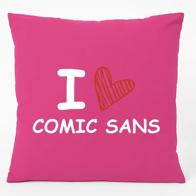 Produktbild von Huuraa Kissen I love Comic Sans Herz 40x40cm mit Füllung Fuchsia Baumwolle Dekokissen Geschenkidee