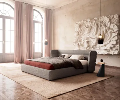 Produktbild von DELIFE Polsterbettgestell Simea 180x200 cm Bouclé Silbergrau