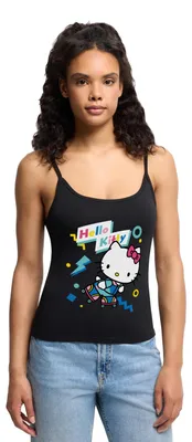 Produktbild von Spreadshirt Hello Kitty 90er Stil Mit Rollschuhen Frauen Premium Organic Top mit Spaghettiträgern, S, Schwarz