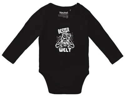 Produktbild von Huuraa Baby Body Bester Papa der Welt 74 Black  Baumwolle Fairtrade Langarmbody Geschenkidee