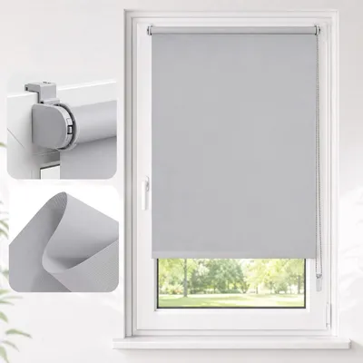 Produktbild von Rollos für Fenster ohne Bohren Seitenzugrollo Klemmfix Verdunkelnd Freihängend, Sonnenschutz Verdunklungsrollo, Sichtschutz Thermorollo 70x210cm