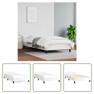 Produktbild von The Living Store Bettgestell mit Kopfteil Weiß 90x200 cm Kunstleder