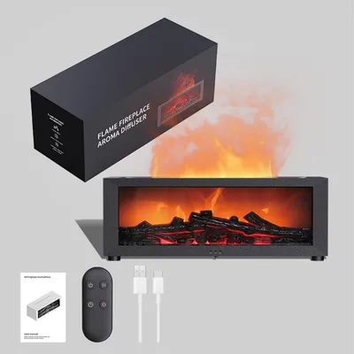 Produktbild von MODFU Luftbefeuchter, 7-Farben Flammen-Luftbefeuchter, Kamin-Design, LED-Dekoration, Ultraschall-Befeuchter für Schlafzimmer, Büro oder Wohnzimmer, leise & stimmungsvolles Licht, Schwarz