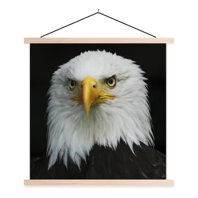 Produktbild von MuchoWow® Textilposter Adler - Schwarz - Weiß 120x120 cm mit holzfarbenen Rahmen - Textil-Poster