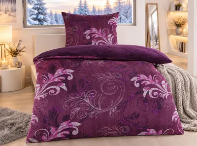 Produktbild von Bettwäsche Winter Flausch Cashmere Touch Uni Wende warm 2 teilig 135x200 mit RV Farbe Ranke Beere