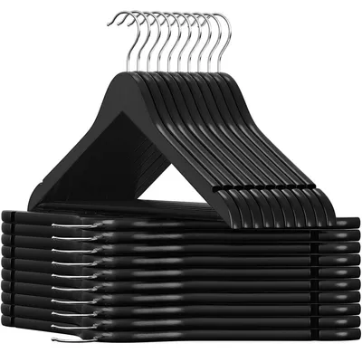 Imagen del producto de Perchas de madera de arce - 20 unidades - Con ranuras para faldas y barra para pantalones - Giratorias - Color