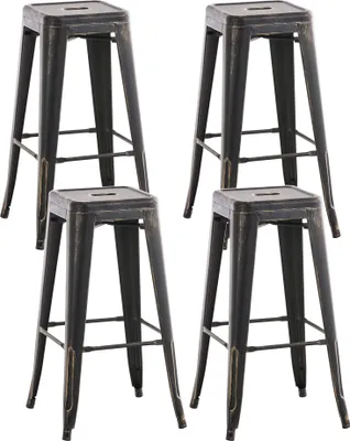 Produktbild von TPFLiving 4er Set Barhocker Joy antik Metall Schwarz-Gold