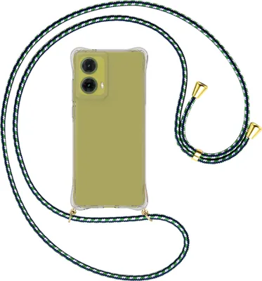 Produktbild von Handykette Backcover-Schutzhülle mit Band (Metall goldfarben) für Motorola Moto G85 5G - grün/blau/weiß