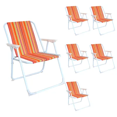Produktbild von 6er Campingstuhl Outdoor Klappstuhl Gartenstuhl Tropisch gestreift