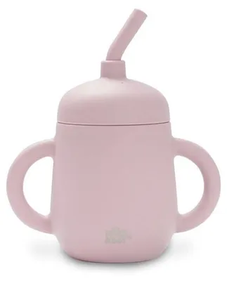 Obrázek produktu pro Interbaby Hrneček na pití se silikonovým brčkem pudrově růžový pro výuku pití
