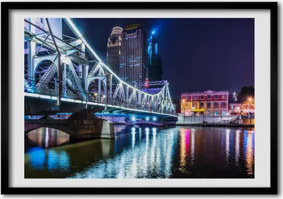 Produktbild von Bild - Bilder - Bilderrahmen - 70 cm x 50 cm - MDF-Rahmen, Wandkunst Shanghai Brücke