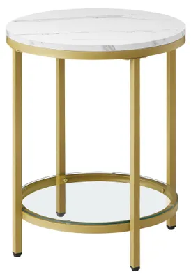 Productafbeelding van VASAGLE bijzettafel, rond, glazen tafel met gehard glas en metalen frame